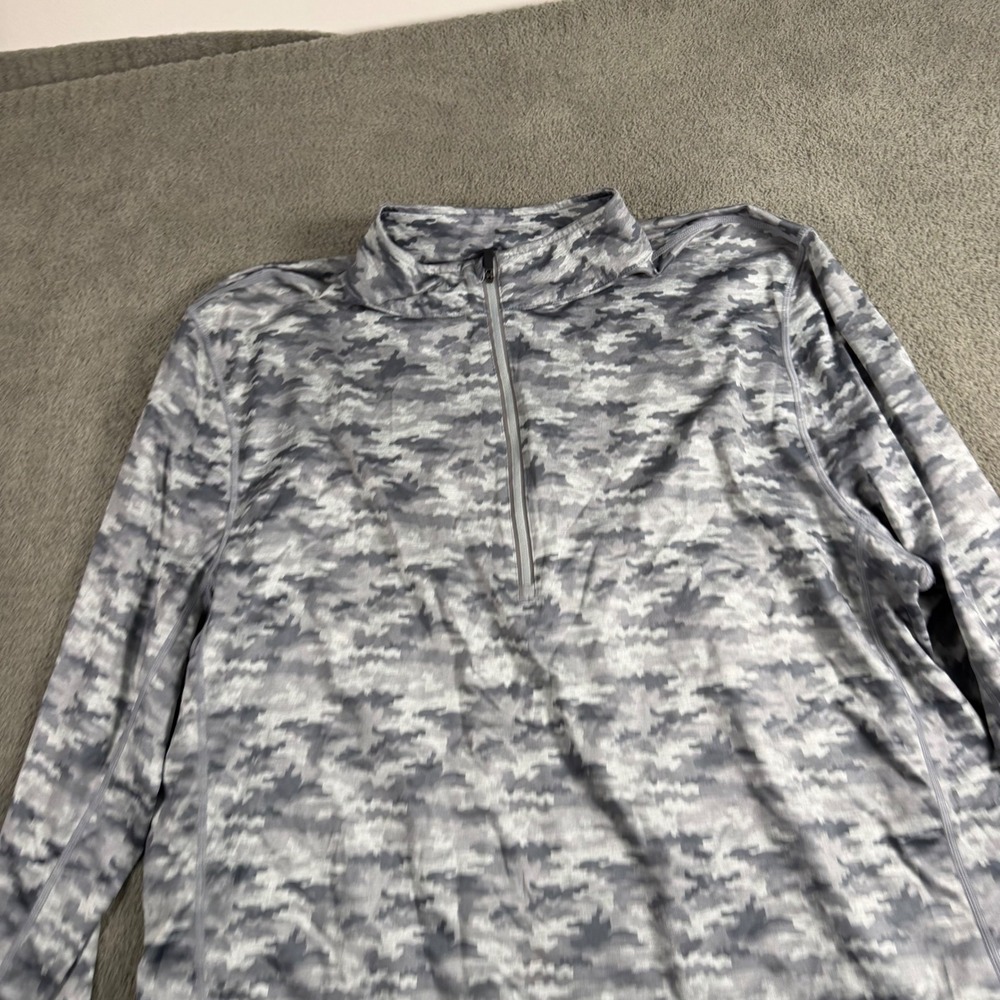 1764 Mens Gray Camo 1/4 Zip Long Sleeve Pullover Performance Shirt Large